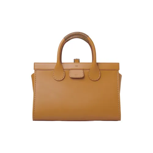 Chloe Edith Яркий Телячья кожа Тоут Сумка Сумка для покупок Сумка Большая Женская Коричневая