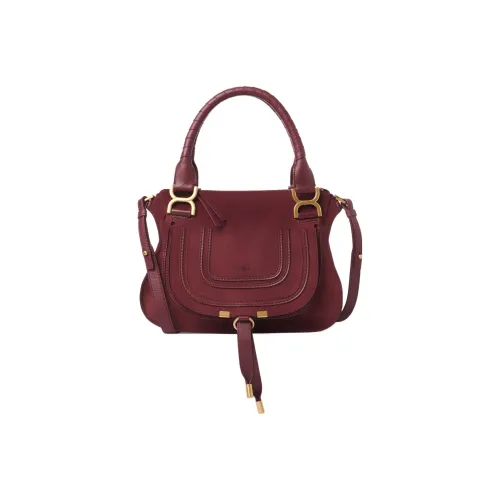 Chloe Marcie Замша с рельефной телячьей кожей Сумка через плечо Сумка Маленькая Женская Бордовая