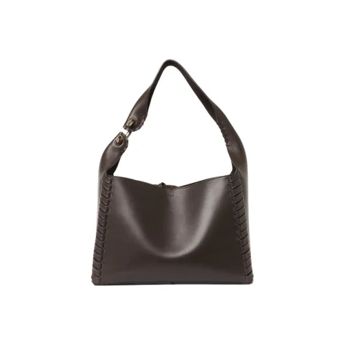 Chloe Гладкая Блестящая Телячья Кожа Сумка через плечо Женская Темно-Коричневая