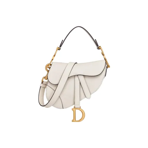 DIOR Седло Grained Телячья кожа Сумка Мини Женская Белая