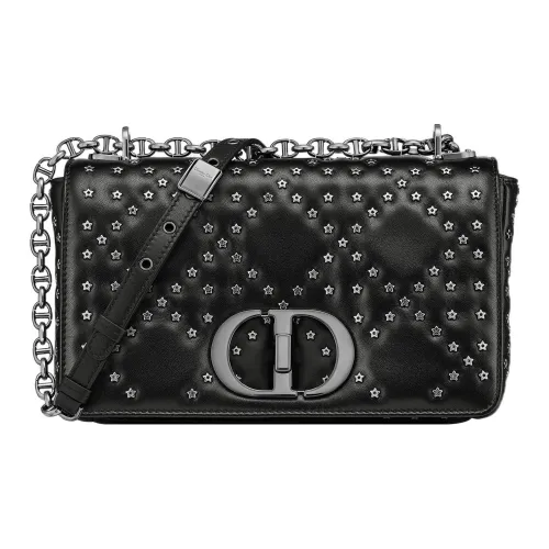 DIOR Caro Sheepskin Handheld Crossbody Bag Medium Women's Black