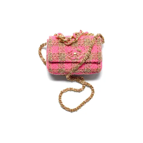 CHANEL 22K Осень и Зима Шерсть Саржа Мягкий Шерстяной Сумка с клапаном Сумка через плечо Маленькая Женская Розовая и Коричневая