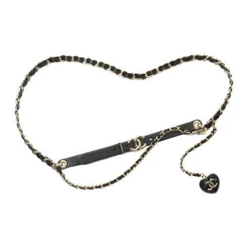 CHANEL Телячья кожа, овечья шкура, металл, смола, цепи для талии, черный, женские