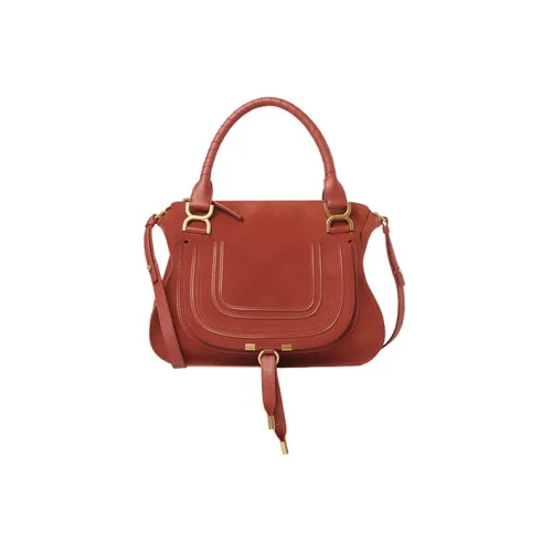 Chloe Marcie Замша с рельефной телячьей кожей Сумка через плечо Сумка среднего размера Женская Оранжево-красная