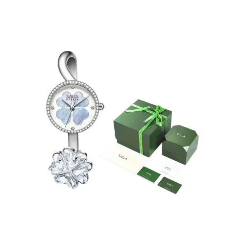 SAGA Four Leaf Clover Браслет Часы Кварцевый механизм Часы Женские Белый циферблат