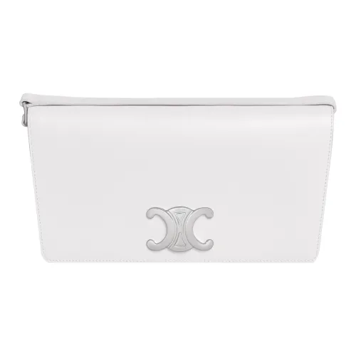 CELINE Блестящая сумка из коровьей кожи в виде конверта портативная сумка через плечо женская белая