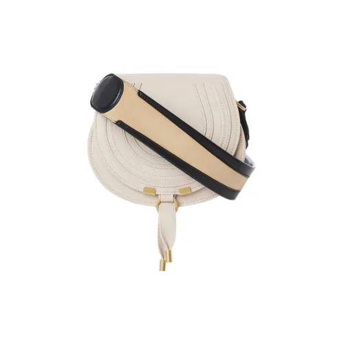 Chloe Marcie Телячья кожа Седло Сумка Сумка через плечо Маленькая Женская Бежевая Телесная