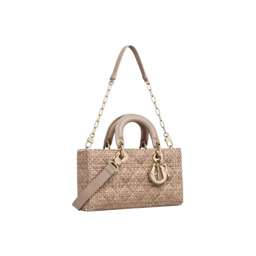 DIOR LADY D JOY Твид Effect Холст Кожа Сумка Lady Dior Canvas Сумка через плечо Сумка Обычная