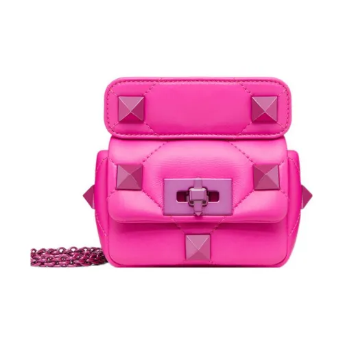Valentino Roman Stud Овчина Ручная Портативная Сумка через плечо Сумка на плечо Женская Розовая