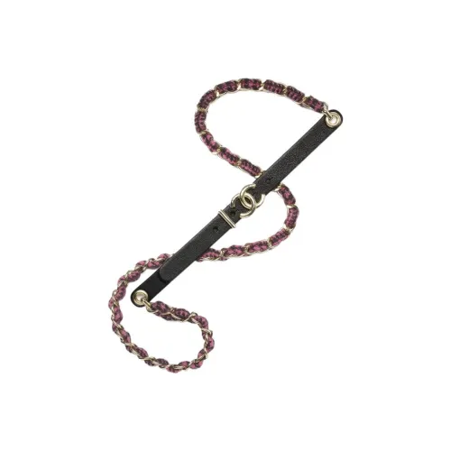 CHANEL Телячья кожа, Металлические цепи для талии, Черный/розовый, Женские