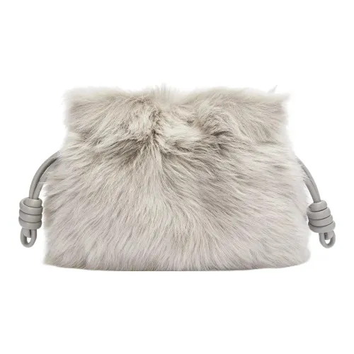 LOEWE Flamenco Shearling Portable Crossbody Clutch Women's Gray LOEWE Flamenco Овчина Портативный Через плечо Клатч Женский Серый