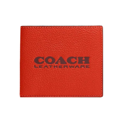 COACH Полированный GRAIN LEATHER Держатель для монет и карт кошелек женский красный