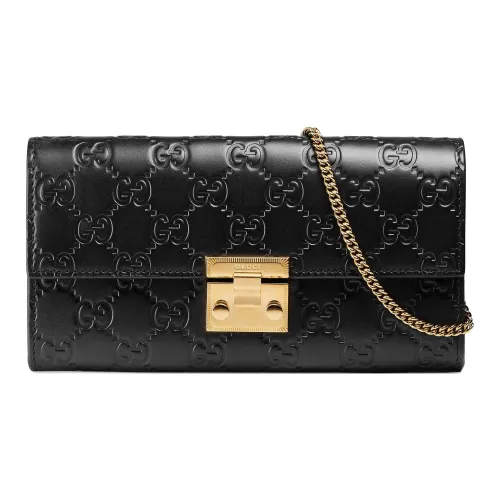 GUCCI Навесной замок фирменный кожаный кошелек ручной сумка через плечо женский черный