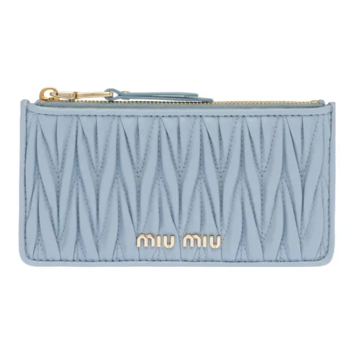 MIU MIU Matelassé Lambskin Wallet Women's Sky Blue