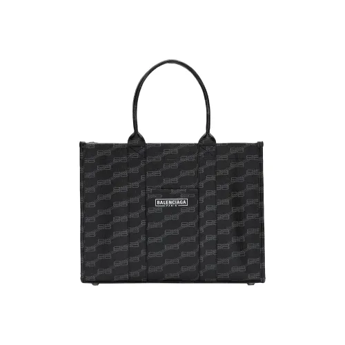 Balenciaga BB MONOGRAM Покрытый холст Сумка-тоут Сумка для покупок Сумка через плечо Сумка среднего размера Женская Черная