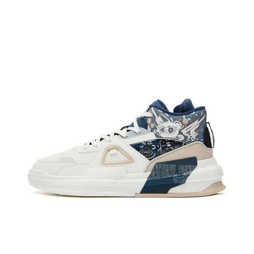 Erke Battery Panda Покрытие Slip-Resistant и Abrasion-Resistant Высокий Топ Скейтборд Кроссовки Мужские Белый Синий