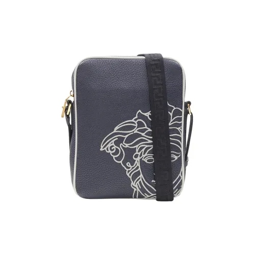 VERSACE Личий Коровья Кожа Курьерская Сумка Сумка через плечо Сумка на плечо Мужская Серый