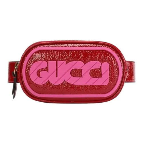 GUCCI Однотонная кожа сумка через плечо поясная сумка маленькая женская красная розовая