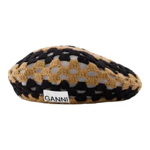 GANNI Шерстяные береты Черный/Бежевый Женские