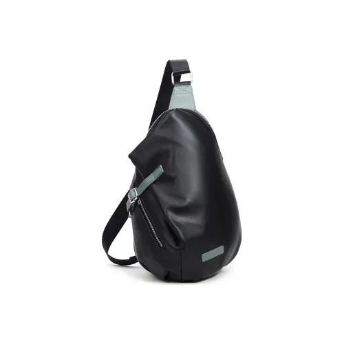 Slazenger Кожа Седло Сумка Сумка на одно плечо Сумка через плечо Сумка-слинг Унисекс Черный и Синий