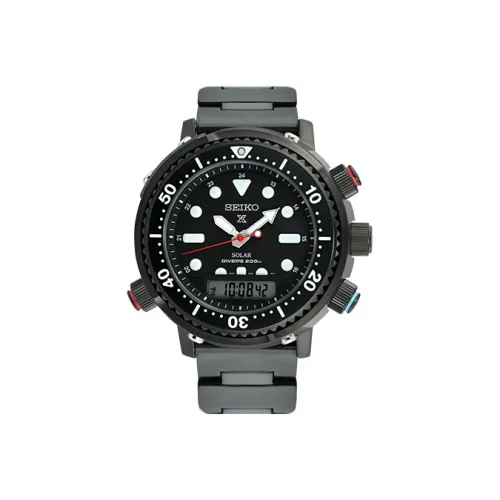 SEIKO Prospe Solar Механизм Нержавеющая сталь Ремешок Часы Мужские Черный Циферблат