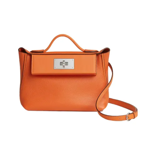 HERMES 24 24 Evercolor Swift Телячья кожа Сумка Сумка через плечо Сумка через плечо Мини Женская Оранжевая Цвет Hermes