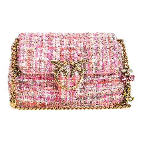 PINKO PuffBaby Love Ткань с кожаными вставками Аксессуары Сумка через плечо Сумка на плечо Женская Розовая