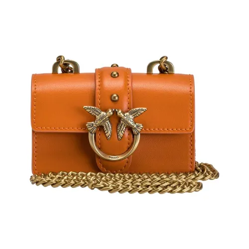 PINKO Love Icon Кожа Сумка через плечо Маленькая Женская Апельсин