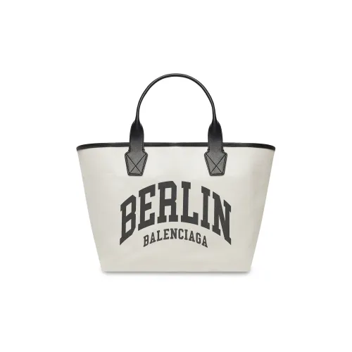 Balenciaga Хлопок Холст Телячья кожа Тоут Сумка Сумка для покупок Холст Сумка Большая Женская Бежевая