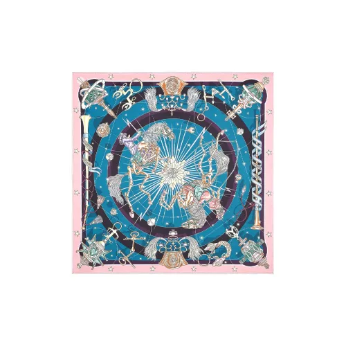 HERMES Шелковые шарфы Женские Розовый Кобальтовый синий Баклажаново-фиолетовый