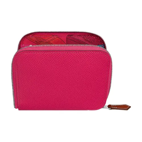 HERMES Silk'In Epsom Телячья кожа Кошелек Женские Ярко-розовый MEXICAN Розовый Розовый Rhododendron Красный