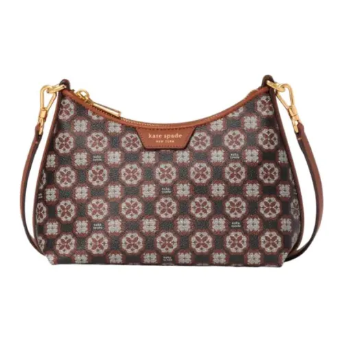 Kate Spade Цветочный дизайн монограмма холст с кожей сумка через плечо сумка через плечо женская черный коричневый