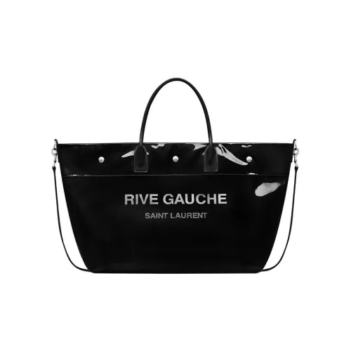 SAINT LAURENT Rive Gauche Лакированная кожа Тоут Сумка Сумка для покупок Сумка Большая Мужская Черная