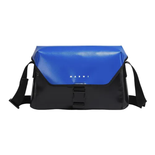 MARNI Tribeca Нейлоновая Курьерская Сумка Сумка через плечо Сумка на плечо Мужская Черная и Синяя