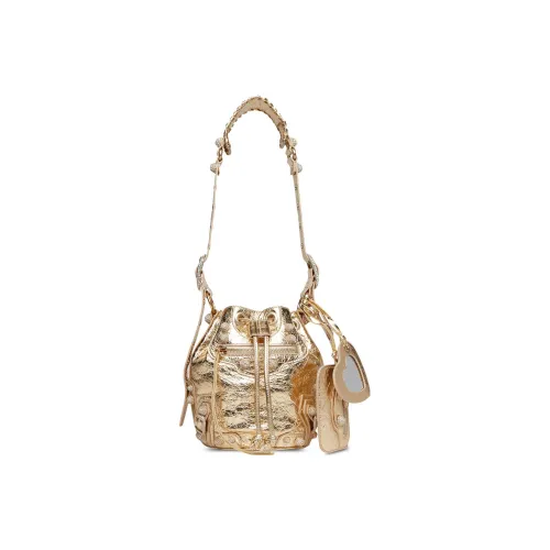 Balenciaga Lambskin Bucket Bag Crossbody One Shoulder Bag Extra Small Women's Gold