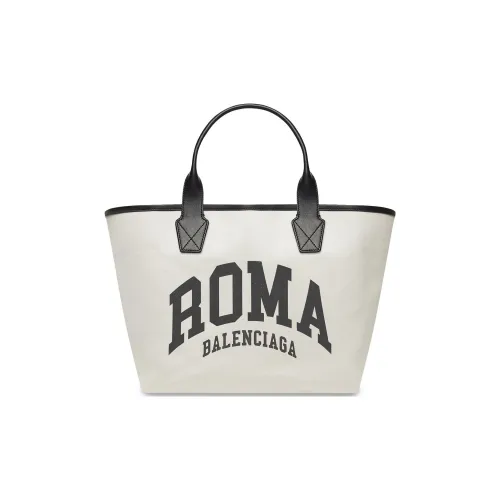 Balenciaga Хлопок Холст Телячья кожа Тоут Сумка Сумка для покупок Холст Сумка Большая Женская Бежевая