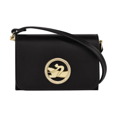 LONGCHAMP Коробка TROT Телячья кожа Small Square Box Одно плечо через плечо Кошелек для монет Женские Черный