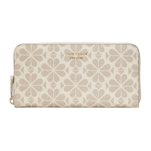 Kate Spade Цветочный дизайн Покрытый холст Держатель для карт кошелек Женские Пергаментный Бумажно-белый