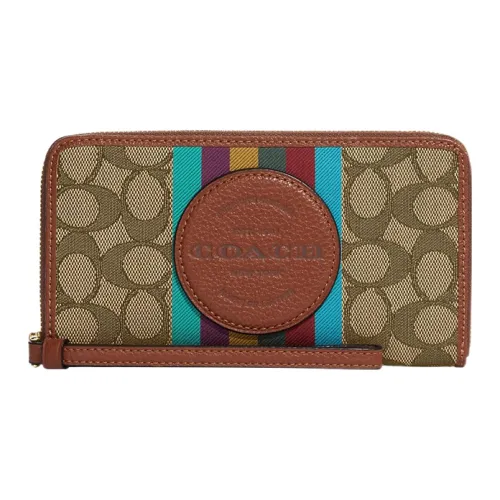 COACH Dempsey ICONIC Жаккард с Утонченный Галечная кожа Кошелек Маленький Женские Хаки