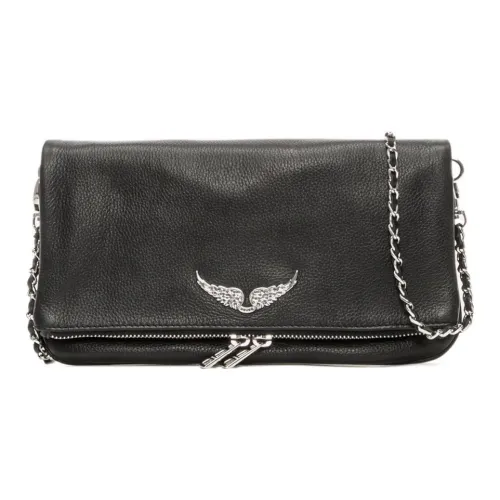 Zadig Voltaire Hammered Текстура Коровья кожа Одно плечо Через плечо Клатч Женский Черный