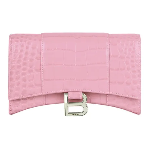 Balenciaga HOURGLASS Коровья кожа Сумка через плечо Цепочка Кошелек Женские Розовый