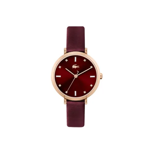 Коллекция GENEVA в сотрудничестве с LACOSTE Кварцевые часы Кожаный ремешок 32 мм Красный циферблат Женские часы