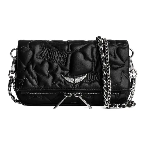 Zadig Voltaire Rocky Лоскутное шитье Овечья шкура Одно плечо Через плечо Клатч Экстра мини Женские Черный