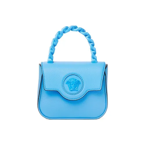 VERSACE La Medusa Телячья кожа с рельефным узором Сумка через плечо Сумка мини Женская Синяя