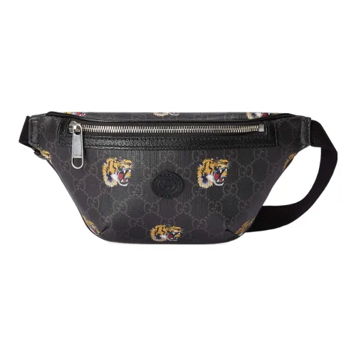 GUCCI Canvas с кожаными вставками цветовая схема сумка через плечо поясная сумка мужская черная