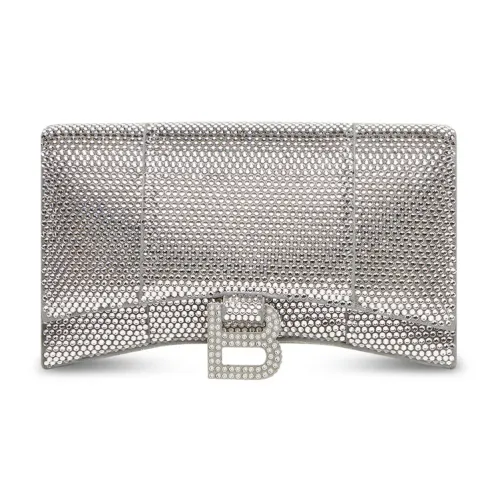 Balenciaga HOURGLASS Замша Телячья кожа Кошелек Женские Серый