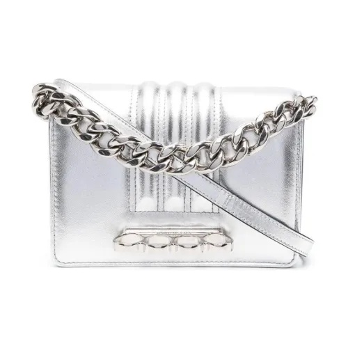 Alexander McQueen Овчина Клатч Портативная Сумка через плечо Сумка на плечо Женская Серебряная