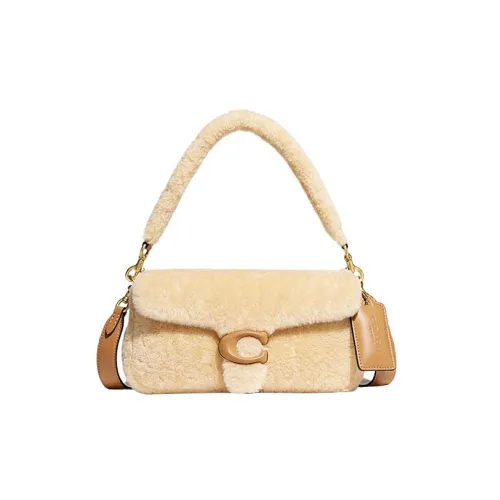 COACH Pillow Shearling Portable Crossbody Bag Shoulder Bag Women's Yellow