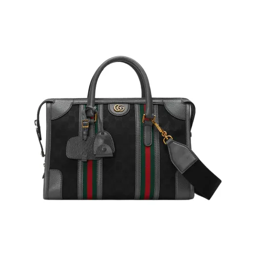 GUCCI Canvas с кожаными вставками цветовая схема сумка через плечо сумка среднего размера женская черная