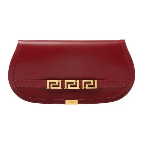 VERSACE Greca Goddess Клатч из коровьей кожи Женские Бордовый